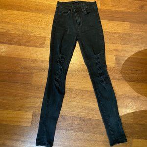 J Brand Black High Rise Skinny Ripped Jeans 27
